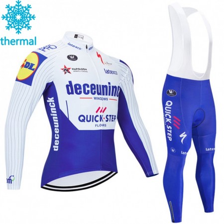 Tenue Cycliste Manches Longues et Collant à Bretelles 2020 Deceuninck-Quick-Step Hiver Thermal Fleece N001